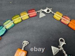 AleAle Sterling Silver Art Glass Beaded Necklace and Bracelet Set