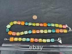 AleAle Sterling Silver Art Glass Beaded Necklace and Bracelet Set