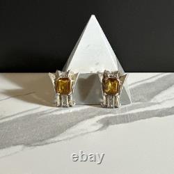 Alfred Philippe Trifari Citrine Glass Sterling Silver Earrings