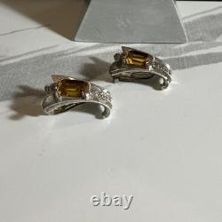 Alfred Philippe Trifari Citrine Glass Sterling Silver Earrings