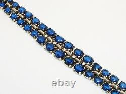 Alfred Philippe Trifari Sterling Silver Sapphire Blue Glass Rhinestone Necklace