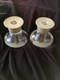 Allan Adler Sterling Silver Glass Candle Holder Pair Dessert Dish Vintage Mcm