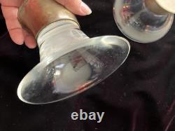 Allan Adler Sterling Silver Glass Candle Holder PAIR Dessert dish Vintage MCM