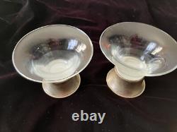 Allan Adler Sterling Silver Glass Candle Holder PAIR Dessert dish Vintage MCM