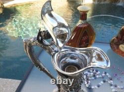 Amazing Antique Decanter Claret British Sterling Silver Crystal Glass Large Rare