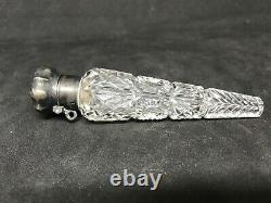 American Brilliant Cut Glass Lay Down Perfume Bottle withSterling Silver Lid Cap