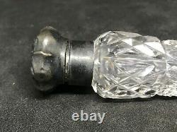 American Brilliant Cut Glass Lay Down Perfume Bottle withSterling Silver Lid Cap