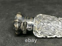 American Brilliant Cut Glass Lay Down Perfume Bottle withSterling Silver Lid Cap