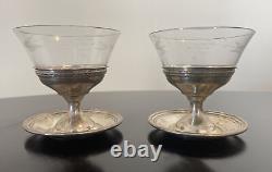 American Sterling Silver Footed Dessert Cups With Glass Insert Set of (2)