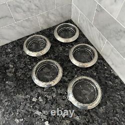 Amston 144 Sterling Silver Rim Glass Coasters Starburst Pattern Set Of 5
