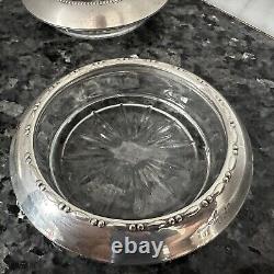 Amston 144 Sterling Silver Rim Glass Coasters Starburst Pattern Set Of 5