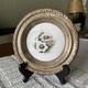 Amston Sterling Rose Of Sharon 1950 Hand Colored Flower Plate With Sterling Trim