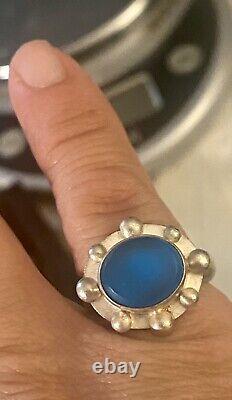 Amy Faust Blue Sea Glass Ring Size 6.5 Sterling Silver