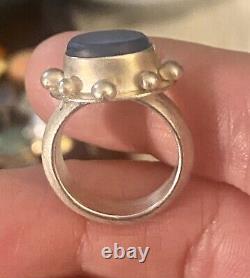 Amy Faust Blue Sea Glass Ring Size 6.5 Sterling Silver