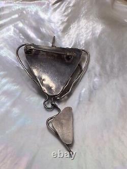 Ancient Original Roman Glass Sterling Silver Pendant Pin Brooch