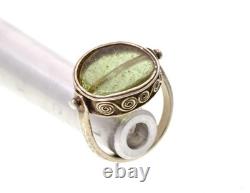 Ancient Roman Glass Authentic Unique Sterling Silver Swivel Ring Size 7.5 9.5