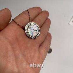 Ancient Roman Glass Co. Sterling Silver Pendant Necklace And Earring WithCOA 925