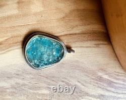 Ancient Roman Glass Pendant 925 Sterling Silver Blue Patina Israel Artifact
