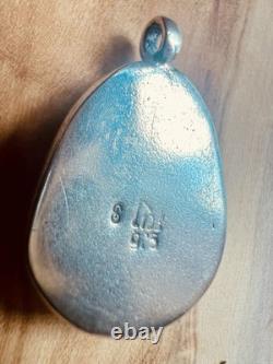Ancient Roman Glass Pendant 925 Sterling Silver Blue Patina Israel Artifact