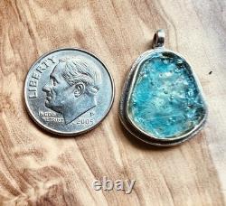 Ancient Roman Glass Pendant 925 Sterling Silver Blue Patina Israel Artifact