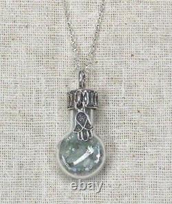 Ancient Roman Glass Sterling Silver 925 Pendent Fragments Chamsa in Glass bottle