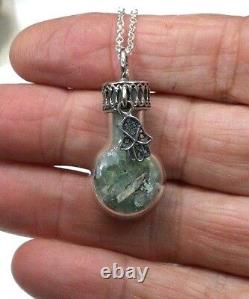 Ancient Roman Glass Sterling Silver 925 Pendent Fragments Chamsa in Glass bottle
