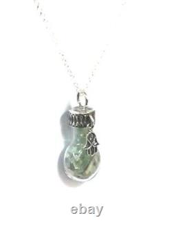 Ancient Roman Glass Sterling Silver 925 Pendent Fragments Chamsa in Glass bottle