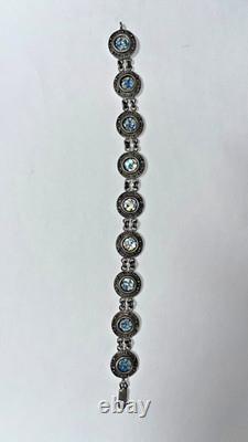 Ancient Roman Glass Sterling Silver Bracelet Holy Land Blue Patina Artifact