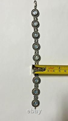Ancient Roman Glass Sterling Silver Bracelet Holy Land Blue Patina Artifact