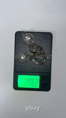 Ancient Roman Glass Sterling Silver Bracelet Holy Land Blue Patina Artifact