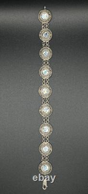 Ancient Roman Glass Sterling Silver Bracelet Holy Land Blue Patina Artifact