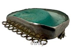 Ancient Roman Glass & Sterling Silver Modernist Brooch Pin Pendant Israel Artist