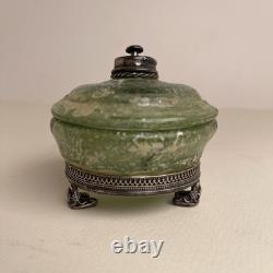 Ancient Roman Glass Vessel with Sterling Silver Mounts-925 Marked, Antiquity