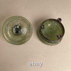 Ancient Roman Glass Vessel with Sterling Silver Mounts-925 Marked, Antiquity
