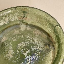Ancient Roman Glass Vessel with Sterling Silver Mounts-925 Marked, Antiquity