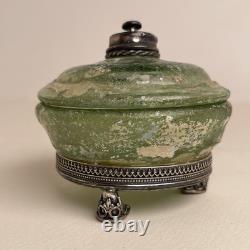 Ancient Roman Glass Vessel with Sterling Silver Mounts-925 Marked, Antiquity