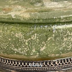 Ancient Roman Glass Vessel with Sterling Silver Mounts-925 Marked, Antiquity