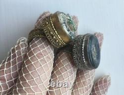 Ancient Roman Glass Vintage Sterling Silver Rings