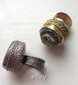 Ancient Roman Glass Vintage Sterling Silver Rings