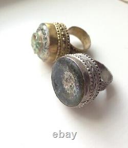 Ancient Roman Glass Vintage Sterling Silver Rings