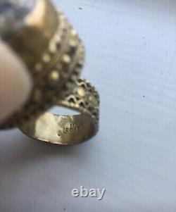 Ancient Roman Glass Vintage Sterling Silver Rings