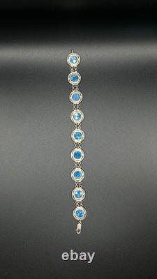 Ancient Roman Glass in Sterling Silver Bracelet with Blue Patina