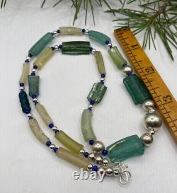 Ancient roman glass sterling silver necklace from Israel