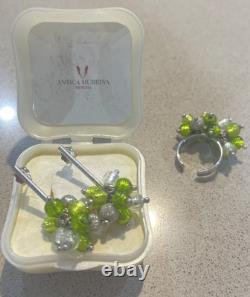Antica Murrina Venezia Murano Glass & Sterling silver ring & earring set
