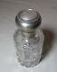 Antique 1800's Sterling Silver Cut Crystal Perfume Cologne Barber Glass Bottle