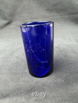 Antique 1854 Charles & George Fox Sterling Silver Cobalt Glass Pepper Shaker
