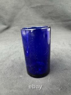 Antique 1854 Charles & George Fox Sterling Silver Cobalt Glass Pepper Shaker