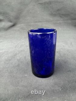 Antique 1854 Charles & George Fox Sterling Silver Cobalt Glass Pepper Shaker