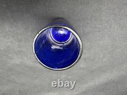 Antique 1854 Charles & George Fox Sterling Silver Cobalt Glass Pepper Shaker