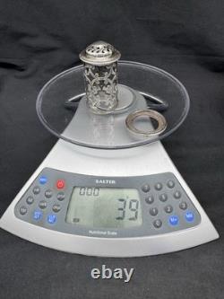 Antique 1854 Charles & George Fox Sterling Silver Cobalt Glass Pepper Shaker